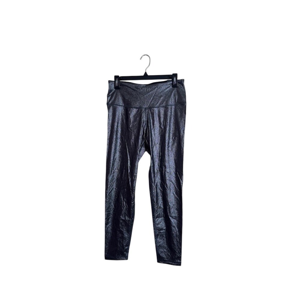 NWT Victoria Sport Knockout High-Rise Shimmer Metallic Leggings Womens L Black